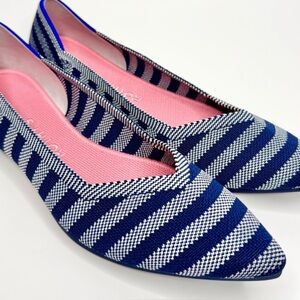 Rothy's Riviera The Point Stripped Navy ballet stripped flats size 9